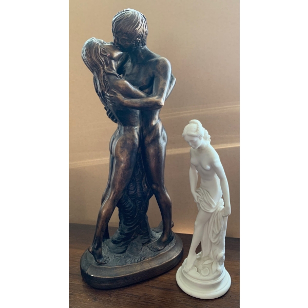 Bronze Sculpture w/ A Santini Sculpture (Cracked But Repaired)