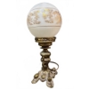Image 2 : Brass Table Lamps With Frosted Glass and Gilded Floral Globes