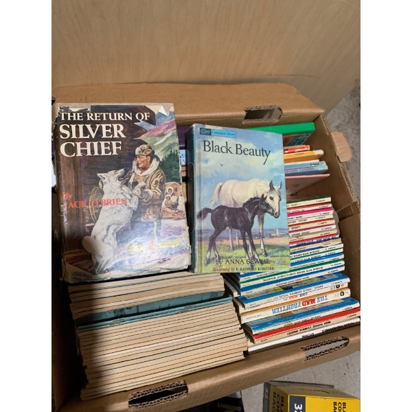 Vintage Book Lot Including Wildlife Volumes, Comics, and Educational Titles-Two big Boxes Full