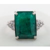 Image 1 : 7.5 ct Certified Silver Emerald Gemstone Ring ($6,750 Appraisal) Size 8 1/4