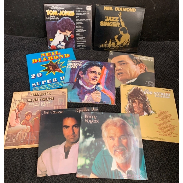 Assorted Genre Vinyl Albums Kenny Rogers Rod Stewart Neil Diamonds & More