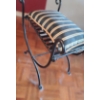Image 2 : Dining Table 54 W, 36 D, 30 T and Four Metal Benches 23 W, 14 D, 24 T w/ Cushions 