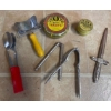 Image 4 : Antique Smalls - Silver Candy Dish w/ Lid Sword Letter Opener Fire Fighter Silver Buttons & more