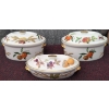 Image 1 : Three-Piece Porcelain Lidded Tureen Set with Fruit Motifs