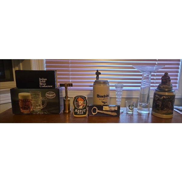 Barware Collection - Steins Incl. Monchschof, Glasses, Bohemia Crystal, Silver Plated Bottle Opener 