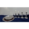 Image 1 : Metel Candlestick Holders 6H & 7.6H, Plates and Wood Textured Tray