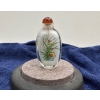 Image 3 : Hand Painted Glass Snuff Bottle with Spoon 2.75H