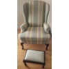 Image 1 : Striped Arm Chair 29 W, 25 D, 43 T, Footstool Included  