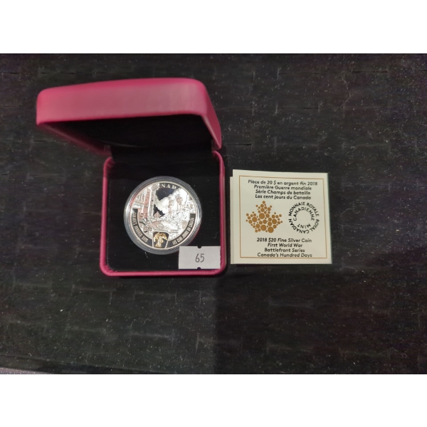2018 First World War Battlefront Series Canada's First Hundred Days Silver 99.99% Coin 31.39g