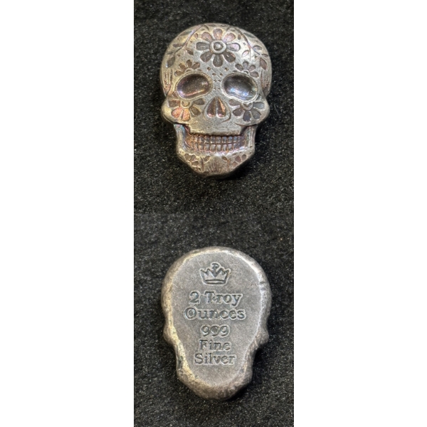 2 Troy Ounce .999 Fine Silver Día de los Muertos Skull – Hand-Poured Style Bar

Striking 2 troy ounc