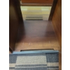 Image 5 : Brown Three Drawer Dresser with Metal Accents and Storage Compartments/ Shelf