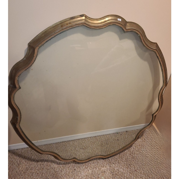 Glass Table Top in Scalloped Metal Frame 42 Diameter 
