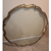 Image 1 : Glass Table Top in Scalloped Metal Frame 42 Diameter 