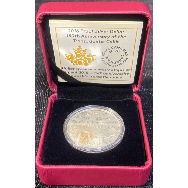 2016 150th Anniversary of the Transatlantic Cable Fine Silver Dollar 23.17 Grams