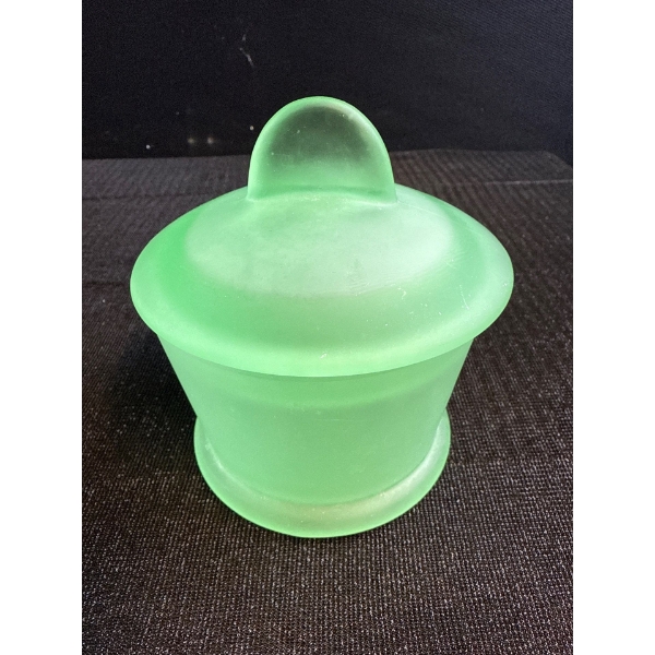 Vintage Umbra Green Glass Lidded Jar 5W