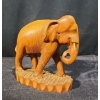 Image 4 : Detailed Wooden Elephant with Folk Art Wooden Animal Motifs