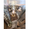 Image 2 : Large Brass & Glass Hanging Light Fixture. 20 dia, 42 h