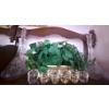 Image 1 : Cut Crystal Decanters, Candle Holders, and Brass Planter Set with Faux Greens