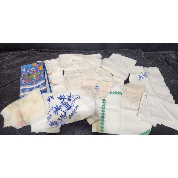 Embroidered Linens, Sheers, Placemats, Napkins and Other Dainty Textiles