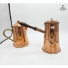 Image 2 :  Vintage Copper Pots, Coffee Pot With A Wooden Side Handle 8''IN H And A Matching Copper Teapot 7''H