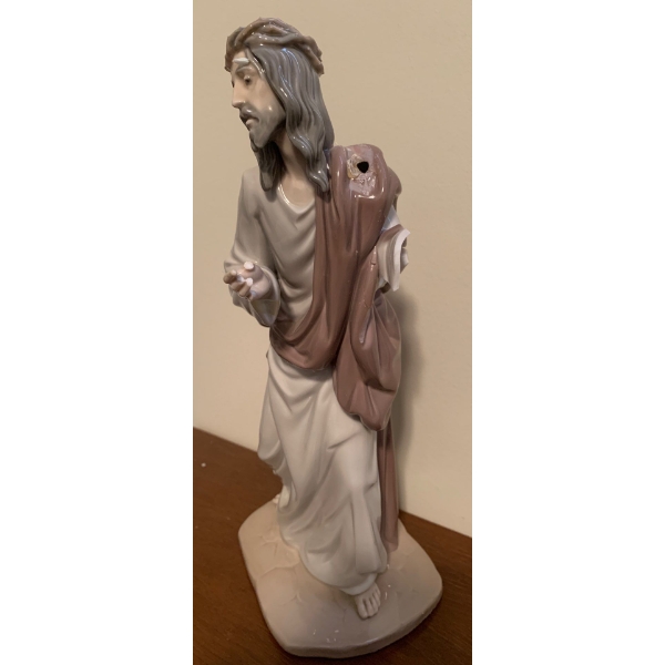 LLADRO (Heavy Damage- See Descrp. & Photos) Porcelain Jesus w/ Crucifix & Base x2 17T 