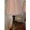 Image 2 : Table Lamps with Wood, Brass, and Fabric Shades