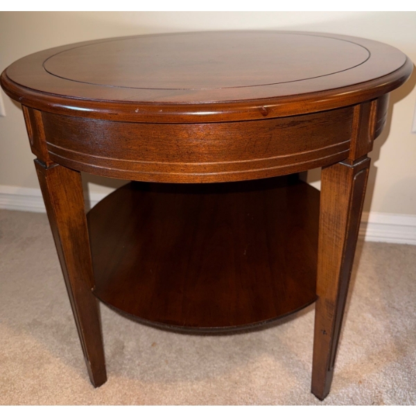 Mahogany Circular 2 Tiered End Table 24x20