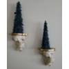 Image 1 : Pair of Plaster Wall Sconces 10 W, 11 T w/ Feather Evergreens Tallest: 19 T