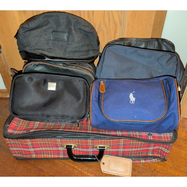 New (& Lightly Used) Men's Shaving/Toiletry Bags w/ Plaid Travel Tote - Polo Azzaro & more