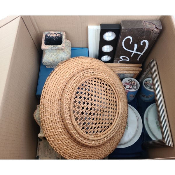 Assorted Household Items Including: Candleholders, Spice Racks, Mugs, Wooden Family Sign  20 X 5.5 