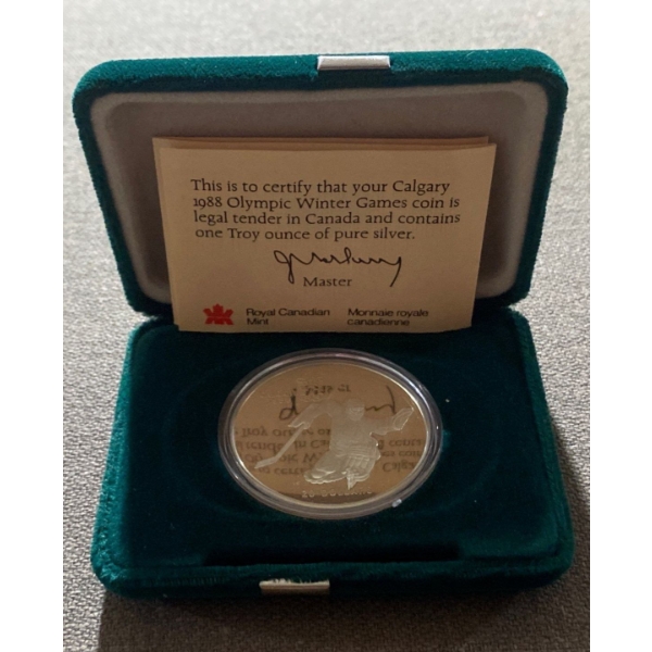 1988 Calgary Olympic Winter Games Commemorative Coin 1 Troy Ounce of Sterling Silver (92.5%)