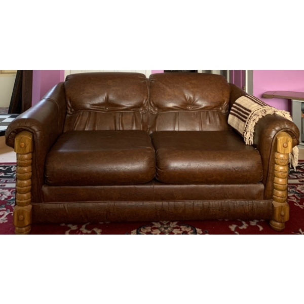 'Atlas' Chocolate Brown Vintage Loveseat 64wx40Dx32T