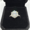Image 1 : 5ct Round Moissanite Set in Center with 14 Round Cubic Zirconia 925 Silver Ring - Size 7