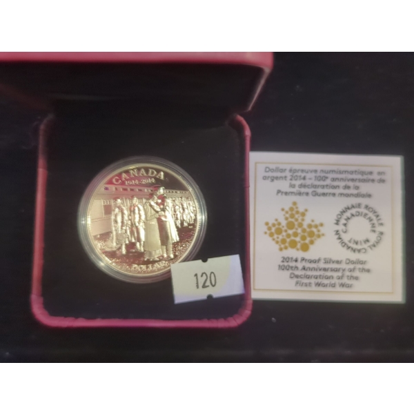 RCM 2014 100th Anni. of the Declaration of the First World War Proof Silver 99.99 Dollar 23.17g