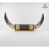Image 2 :  Decorative Wall Mount Steer Horns Wrapped In Textured Leather And Rope. 20''In Width 8.5''In Height