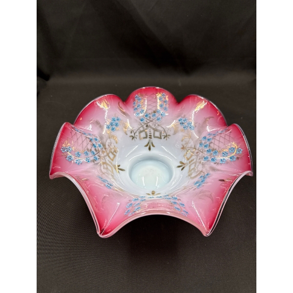 Antique Cased Glass & Enamel Brides Bowl 10W
