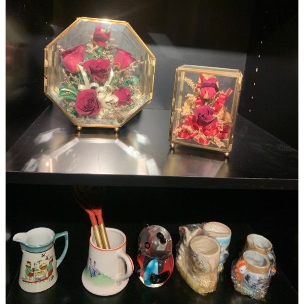 Collectable Mini Mugs w/ Floral Shadow Box Decor
