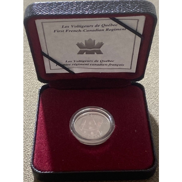 2000 Canadian 5-Cent Coin Commemorating Les Voltigeurs de Quebec  92.5% Silver 5.3 Grams