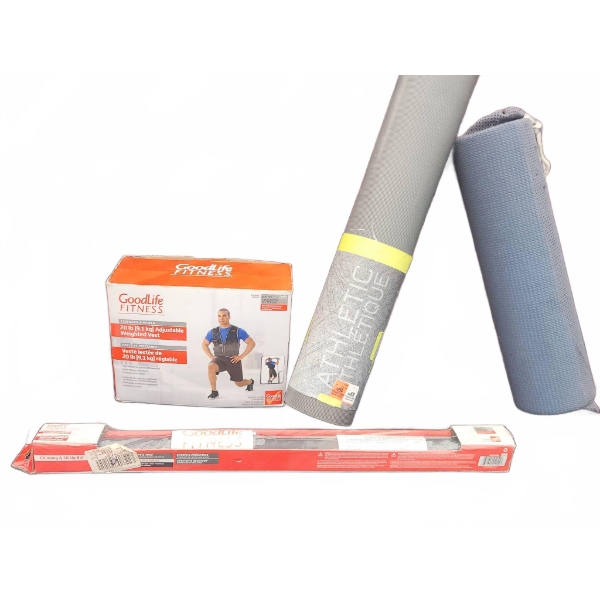 GoodLife Fitness Weighted Vest, Yoga Mat, and Chin-Up Bar Set