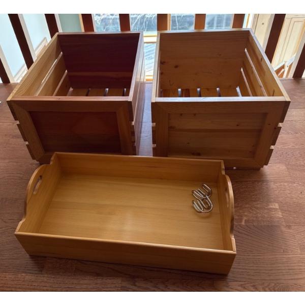 Pair of Wooden Crates (18L, 9T) & Wooden Tray 
