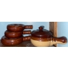 Image 3 : Three Gailtyn-Sutton Small Oval Stoneware Crocks w/lids - Three Tone Brown Mini-Dutch Ovens 