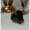 Image 7 : Vintage Frosted Glass Decanter w/ Gold Design 12.5 T, and Five Matching Shot Glasses
