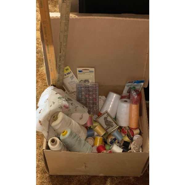 Thread Galore!!! w/ Assorted Sewing & Craft Supplies