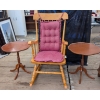Image 1 : Wooden Rocking Chair With Cushions and Matching Side Tables