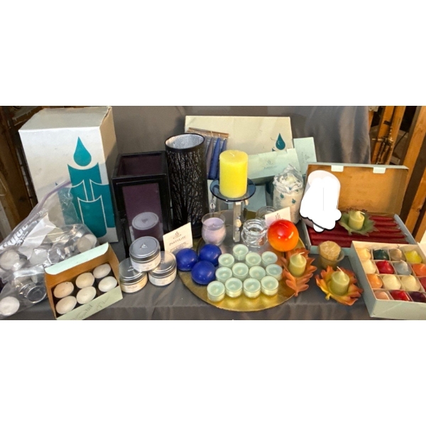 Hefty New Condition Partylite Haul - Clairmont Tealight Lamp (1Ft T), Lg Assortment of New Candles 