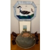 Image 1 : Stained Glass Duck Art w/ Stonewear Pottery Bowl Hand Carved Wood Birds & More