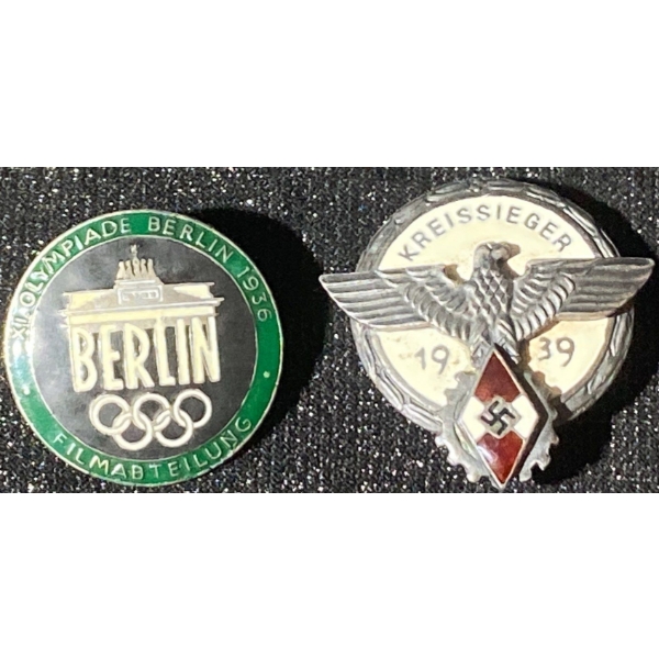 1936 Berlin Olympics Film Department & 1939 Kreissieger (District Winner) Badges