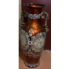 Image 1 : Decorative Floor Urn Vase with Embellished Flower Motif 37 T, 16 Base Diameter 