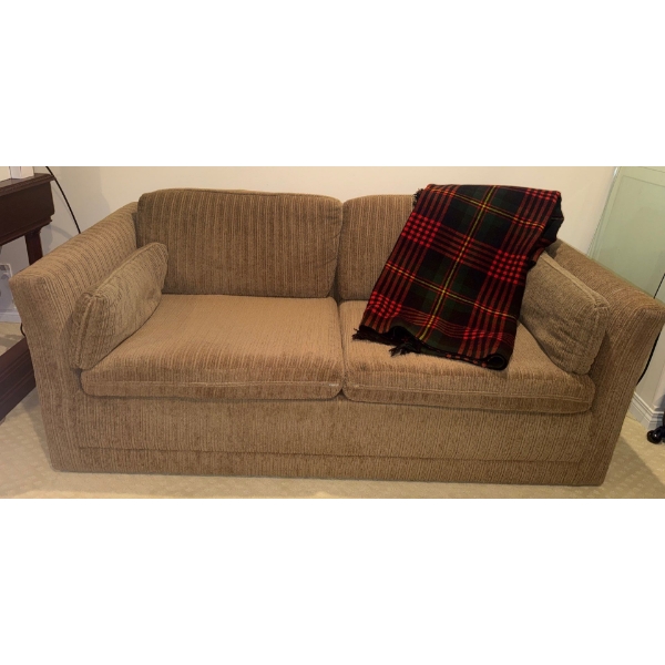 Grrudaus Furniture - Chocolate Brown Cordoroy 2 Seater Sofa/ Hide A Bed 54x22x29