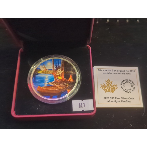 RCM 2015 Moonlight Fireflies Fine Silver 99.99 Coin 62.7g
